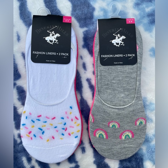 4 Pair of NWT Beverly Hills Polo Club No Show Socks Rainbows Sprinkles & PINK!💖 - Picture 1 of 5